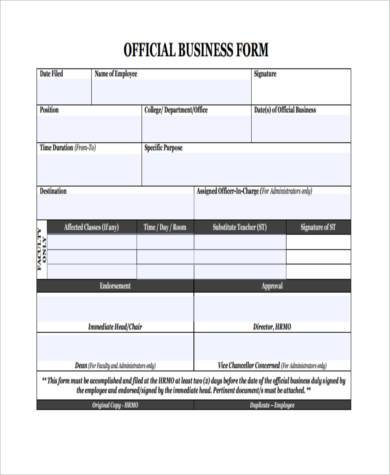 FREE 9+ Sample Business Forms in PDF | Excel | MS Word