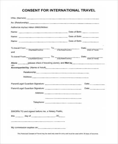 FREE 6+ Sample Child Travel Consent Forms in PDF | MS Word