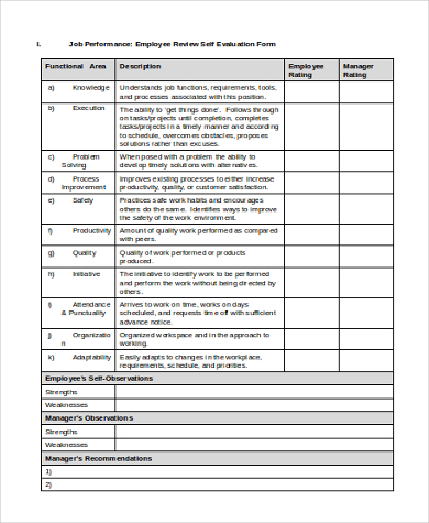 FREE 8+ Employee Self Evaluation Form Samples in PDF | MS Word