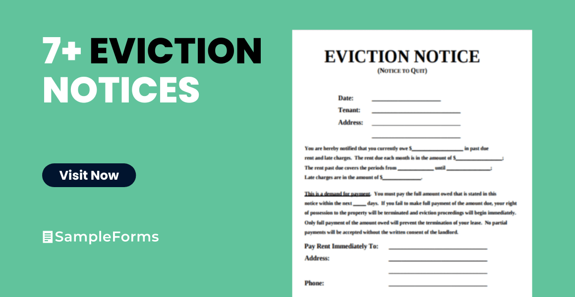FREE 7+ Sample Eviction Notices in PDF MS Word