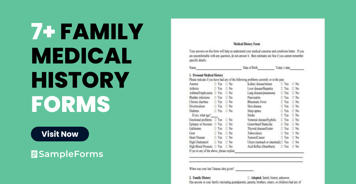 FREE 7+ Sample Family Medical History Forms in MS Word | PDF