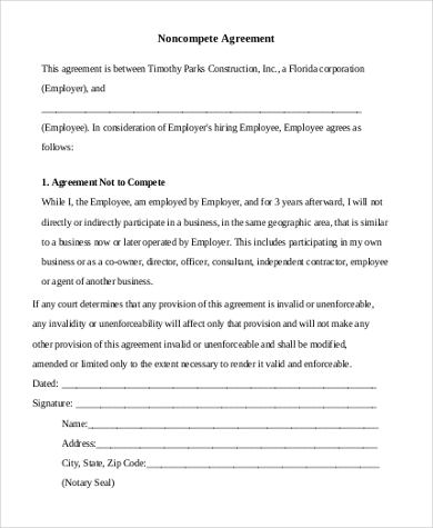 FREE 12+ Non-Compete Agreement Form Samples, PDF, MS Word, Google Docs