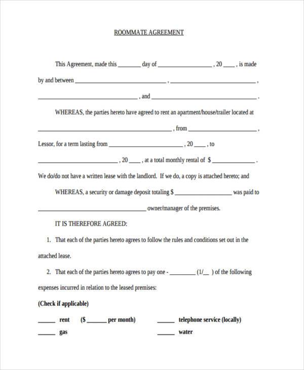 Dorm Roommate Agreement Template Master Template