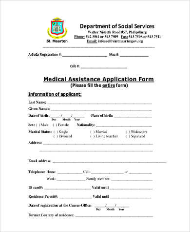 Free 9+ Sample Medical Application Forms In Pdf | Ms Word