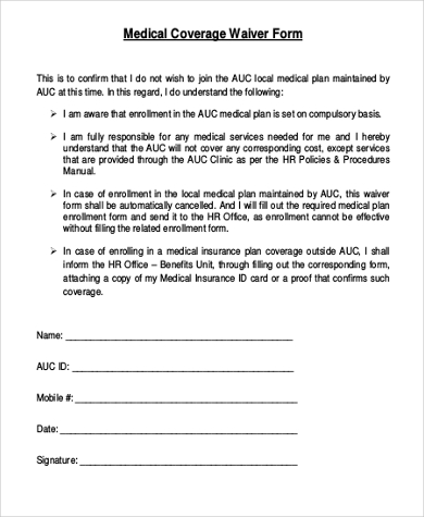 FREE 14+ Medical Waiver Form Samples, PDF, MS Word, Google Docs, Excel