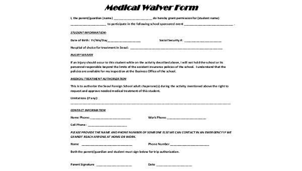 FREE 10+ Sample Medical Waiver Forms in PDF | MS Word | Excel