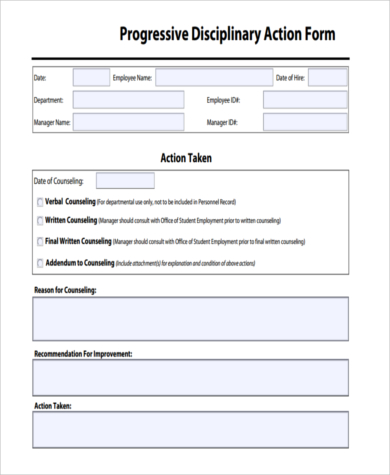 FREE 11+ Employee Disciplinary Action Form Samples, PDF, MS Word