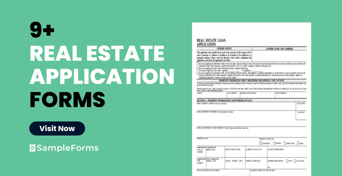 FREE 9+ Sample Real Estate Application Forms in PDF MS Word Excel
