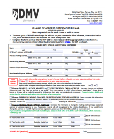 FREE 7+ Sample DMV Address Change Forms in PDF | MS Word