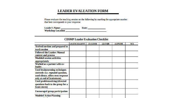 Sample Leadership Evaluation Forms 8+ Free Documents in Word, PDF