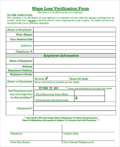 Lost Wages Form | Sample Professionally Designed Templates