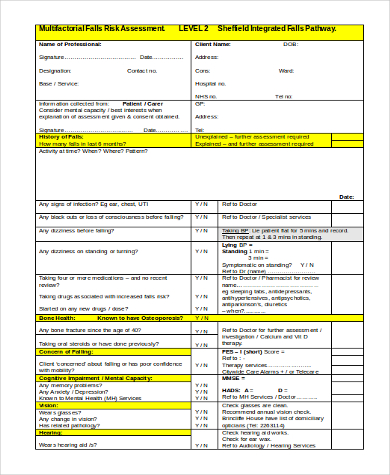 FREE 6+ Sample Fall Risk Assessment Forms in MS Word | PDF