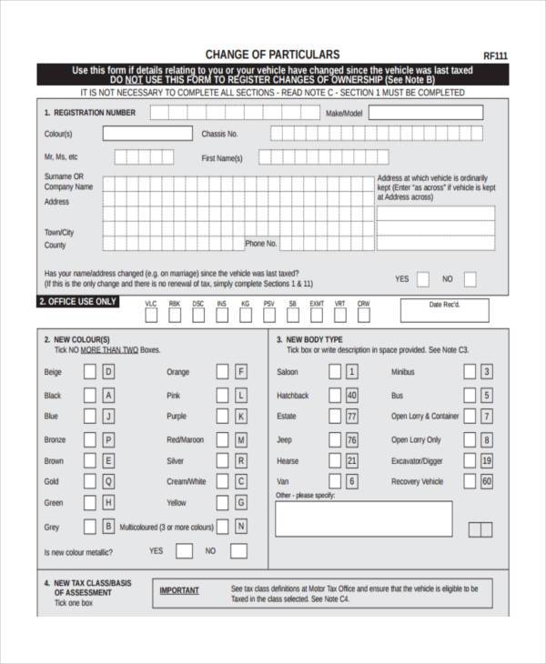 FREE 10+ Sample Car Registration Forms in PDF MS Word