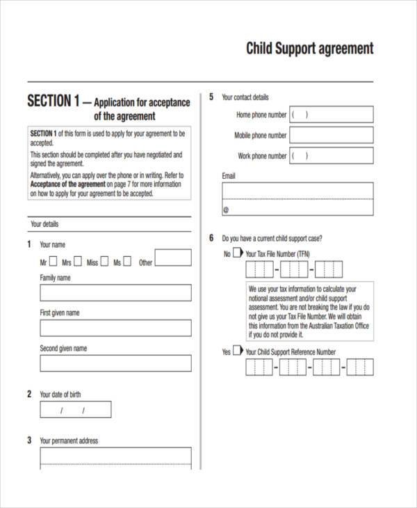 Voluntary Child Support Agreement Sample Sample Child Support