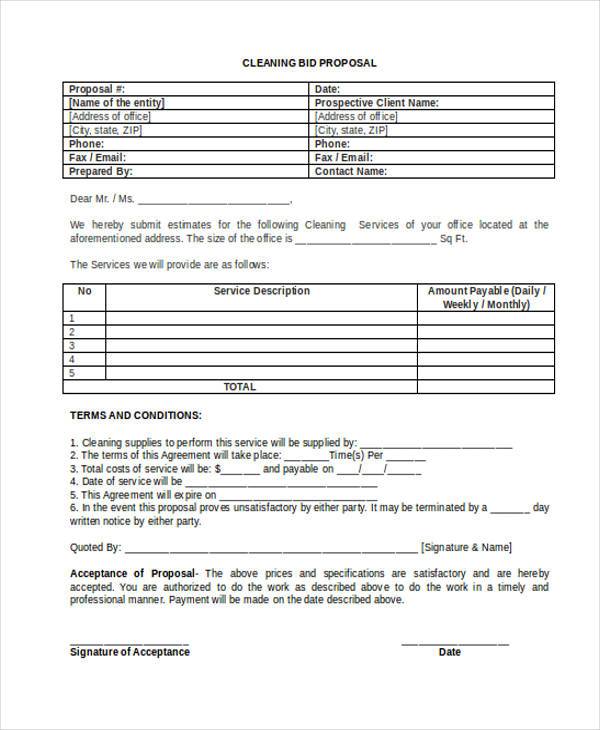 FREE 9+ Bid Proposal Forms in PDF MS Word