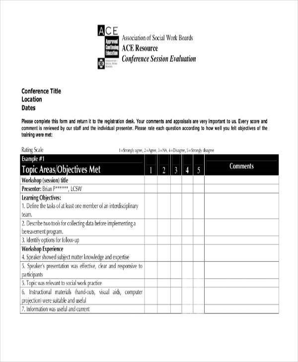 FREE 9+ Conference Evaluation Forms in MS Word PDF Excel