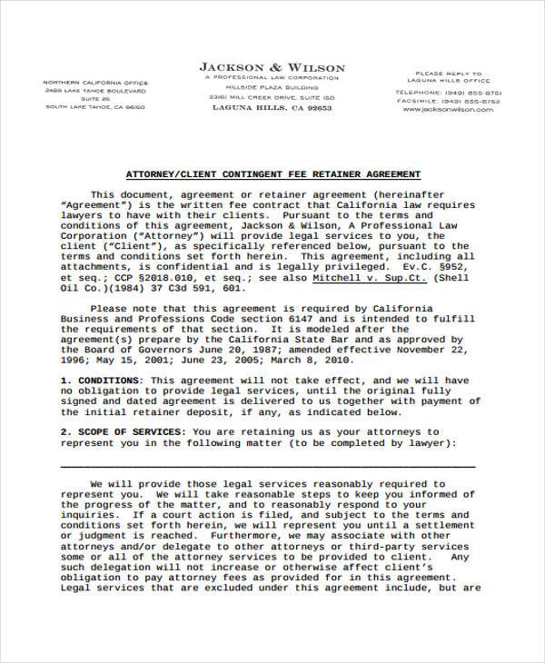 FREE 8+ Contingency Fee Agreement Forms in PDF MS Word