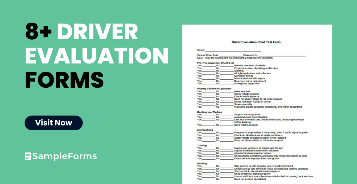FREE 8+ Driver Evaluation Forms in PDF | MS Word
