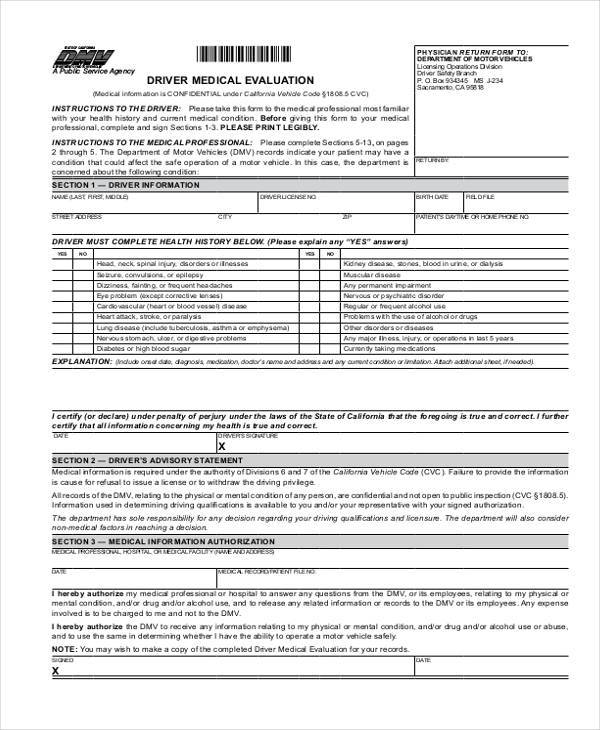FREE 7+ Medical Evaluation Forms in PDF MS Word