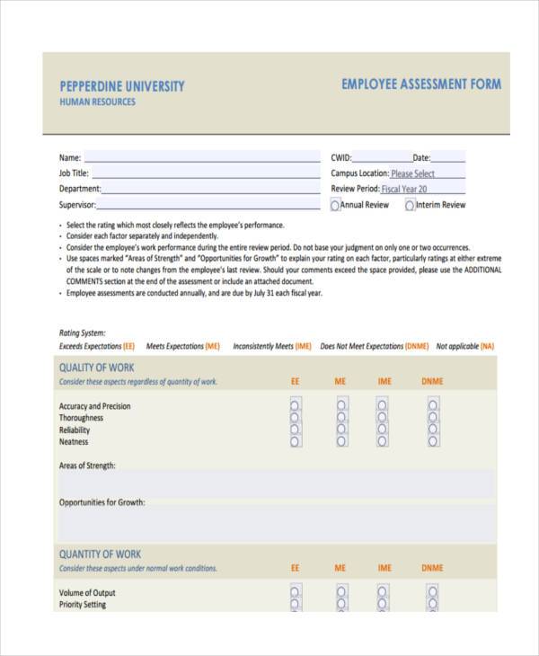 FREE 8+ Job Assessment Form Samples in PDF MS Word