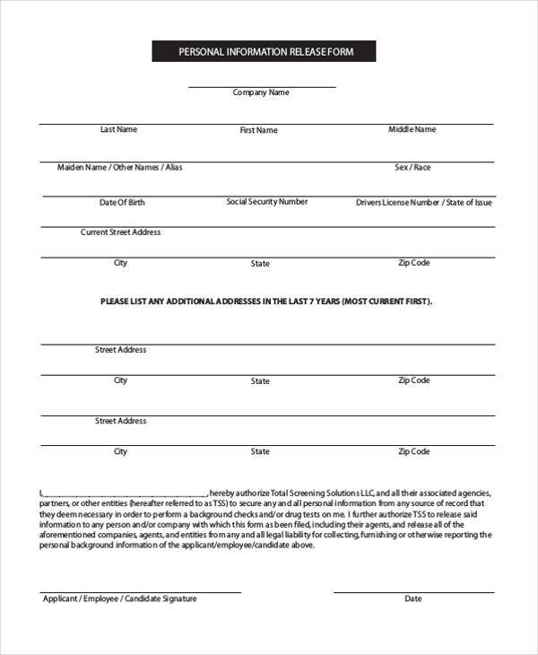 FREE 9+ Sample Employee Personal Information Forms in PDF Excel MS Word