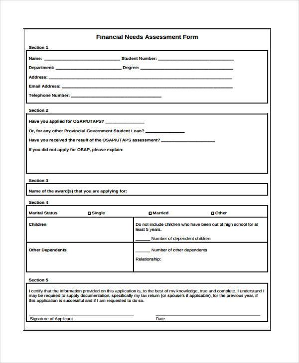 FREE 9+ Financial Assessment Forms in PDF MS word Excel