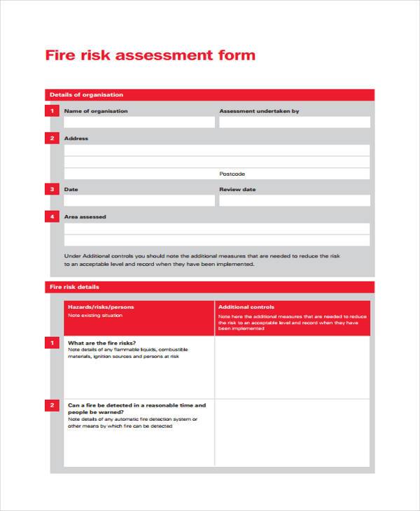 8+ Fire Risk Assessment Form Samples Free Sample, Example Format Download
