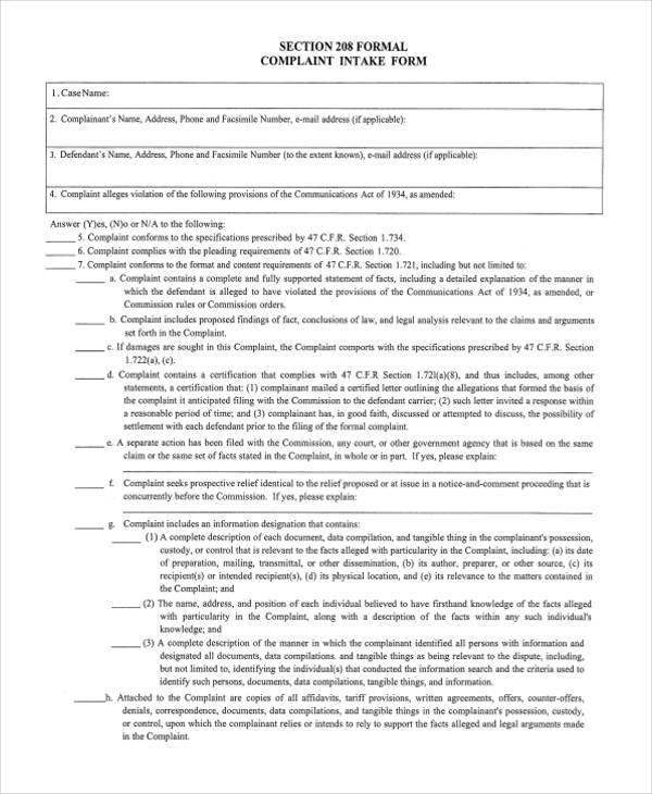 FREE 10+ Formal Complaint Forms in PDF MS Word Excel