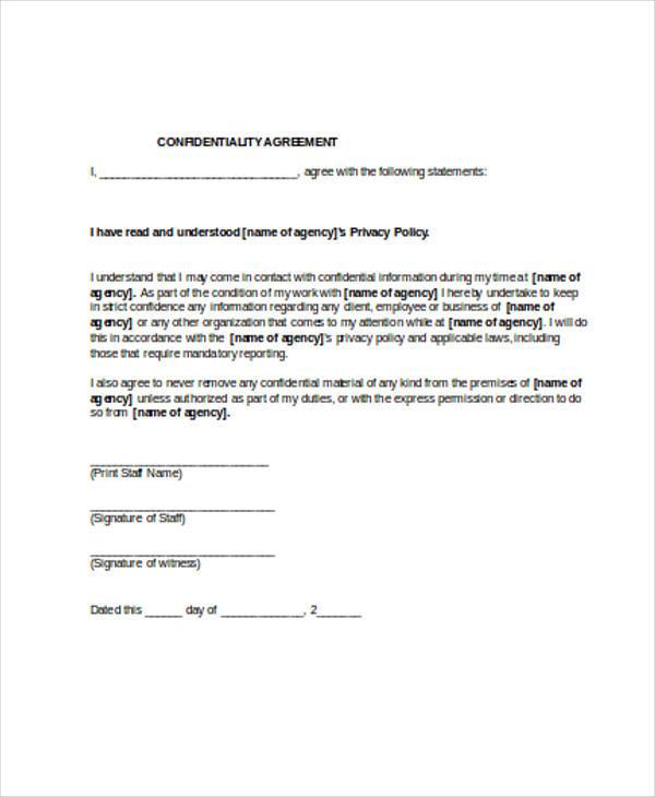 FREE 9+ Confidentiality Agreement Forms in PDF MS Word