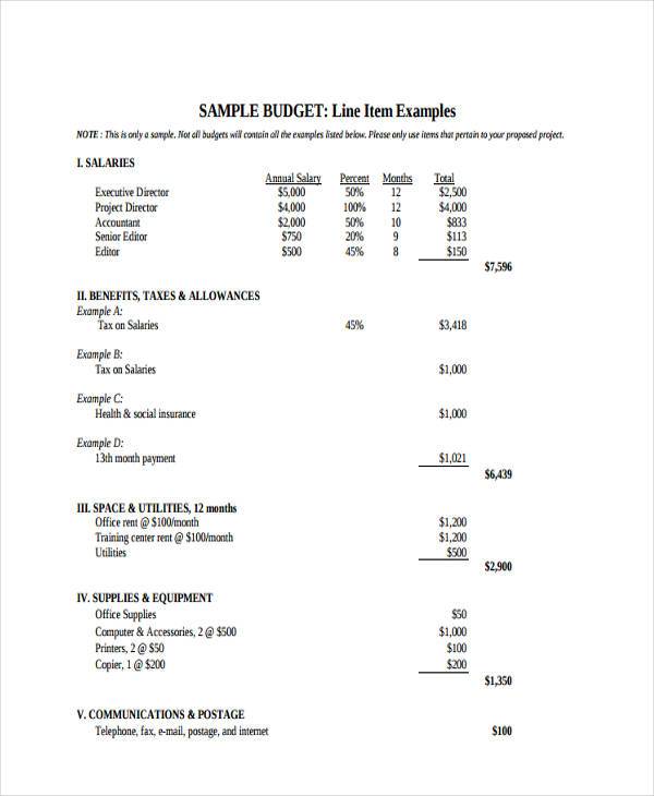 FREE 8+ Sample Line Item Budget Forms in PDF MS Word Excel