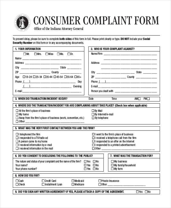 FREE 7+ Sample Generic Complaint Forms in PDF