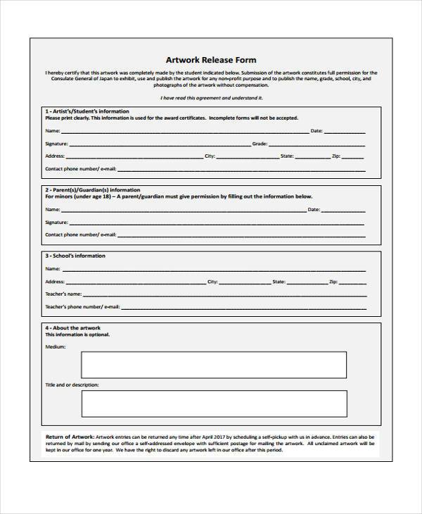 FREE 9+ Sample Artwork Release Forms in PDF MS Word