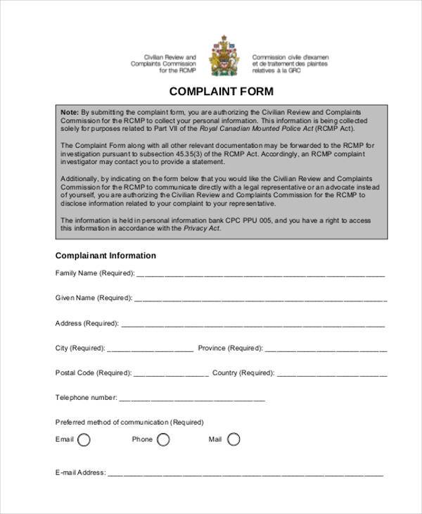 FREE 7+ Sample Generic Complaint Forms in PDF