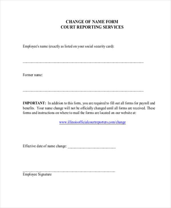 FREE 7+ Sample Employee Name Change Forms in PDF MS Word
