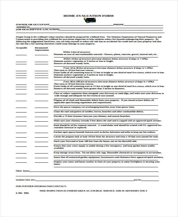 FREE 8+ Home Evaluation Forms in PDF