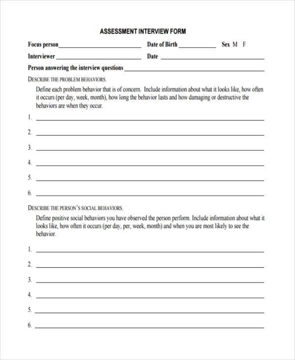 FREE 8+ Interview Assessment Forms in PDF MS Word