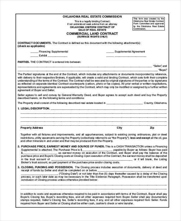 FREE 8+ Land Contract Forms in PDF MS Word