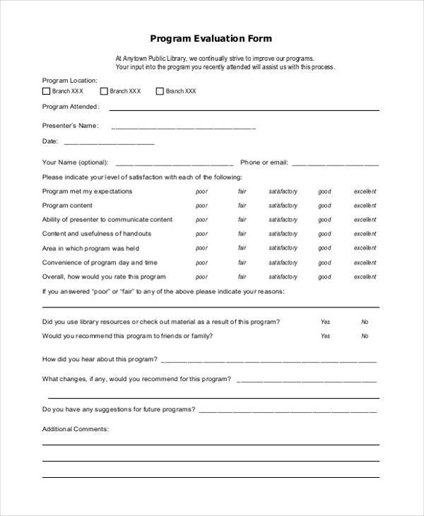 FREE 9+ Program Evaluation Forms in MS Word PDF Excel