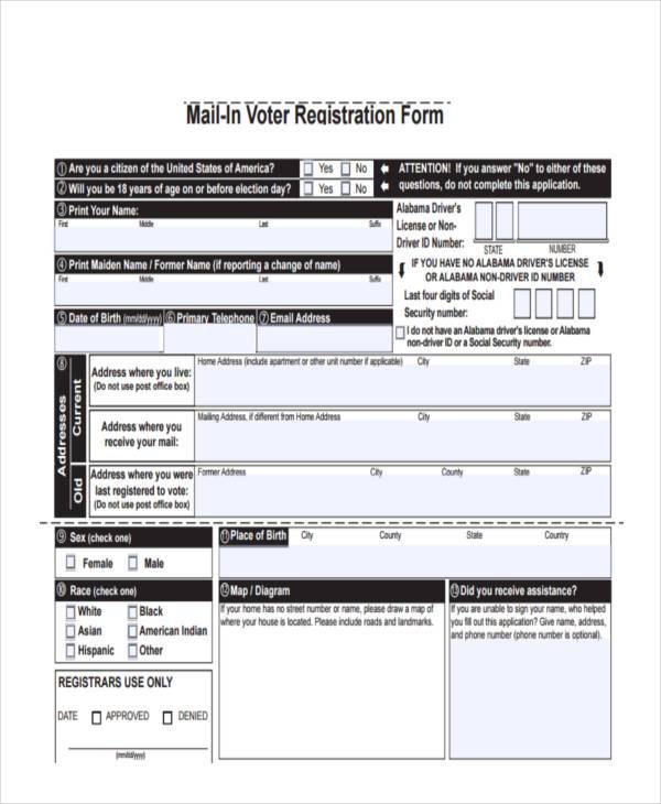FREE 7+ Voter Registration Forms in PDF MS Word