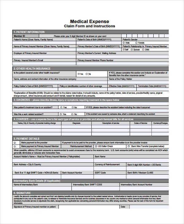 FREE 8+ Sample Medical Expense Forms in PDF MS Word