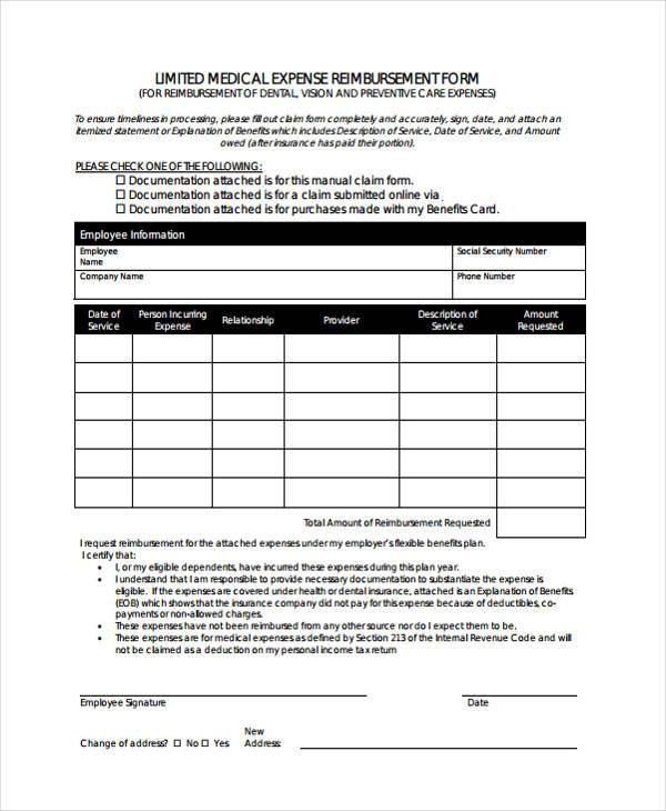 FREE 8+ Sample Medical Expense Forms in PDF MS Word