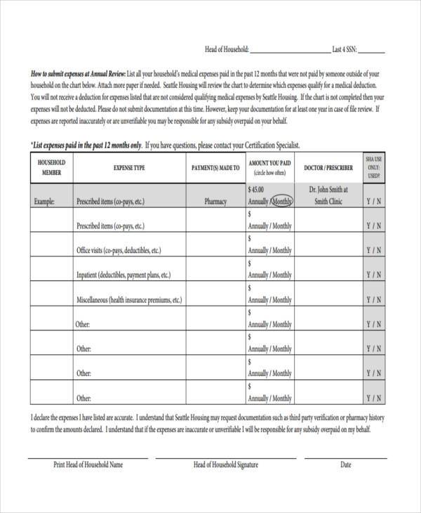 FREE 8+ Sample Medical Expense Forms in PDF MS Word