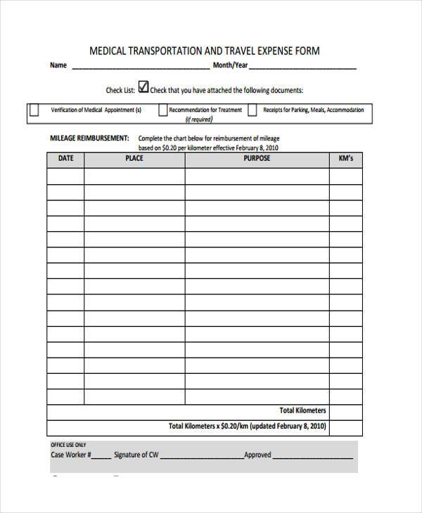 FREE 8+ Sample Medical Expense Forms in PDF MS Word