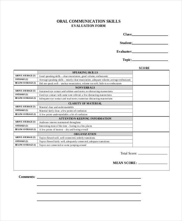 FREE 8+ Communication Evaluation Forms in PDF MS Word