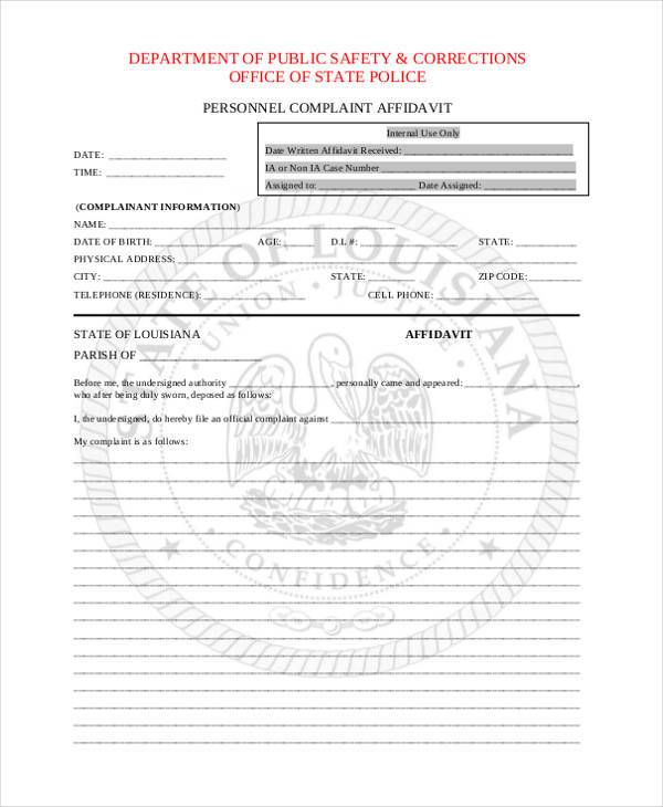 FREE 7+ Sample Complaint Affidavit Forms in PDF MS Word