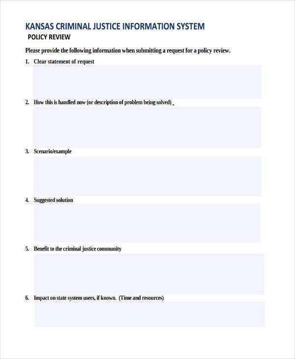 FREE 8+ Sample Policy Review Forms in PDF MS Word