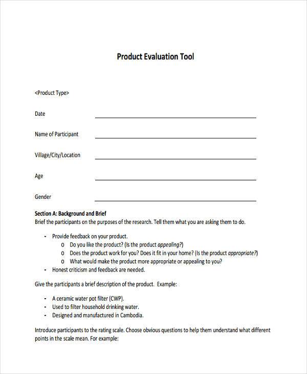 FREE 9+ Sample Product Evaluation Forms in PDF MS Word