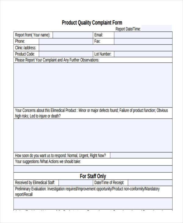 FREE 12+ Product Complaint Forms in PDF MS Word