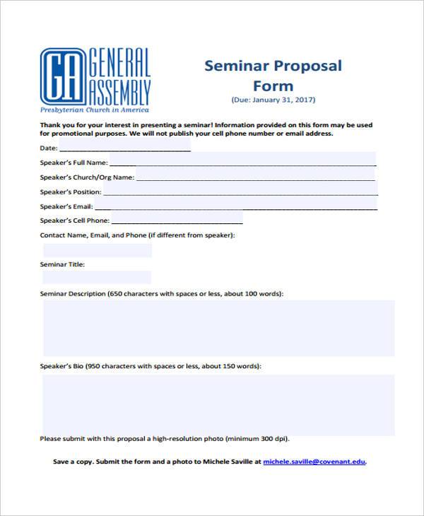 FREE 11+ Seminar Proposal Forms in PDF MS Word