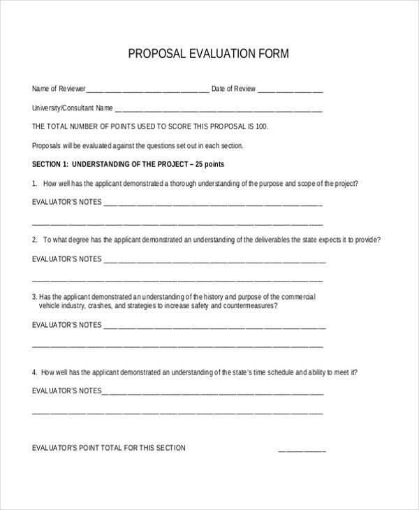 FREE 8+ Proposal Evaluation Forms in PDF MS Word